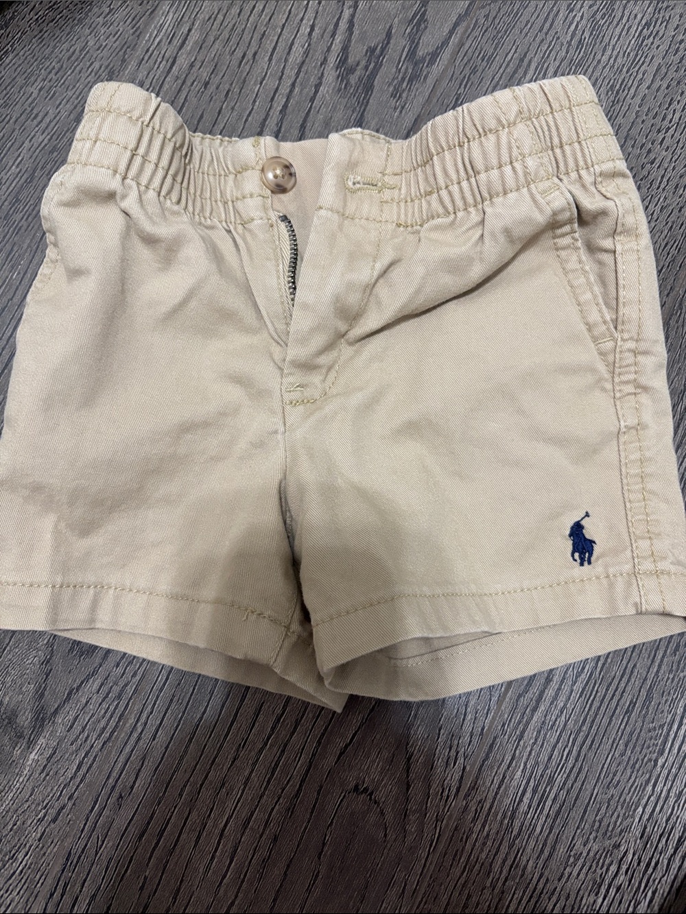 Ralph Lauren Cream Shorts with Navy Pony Embroidery